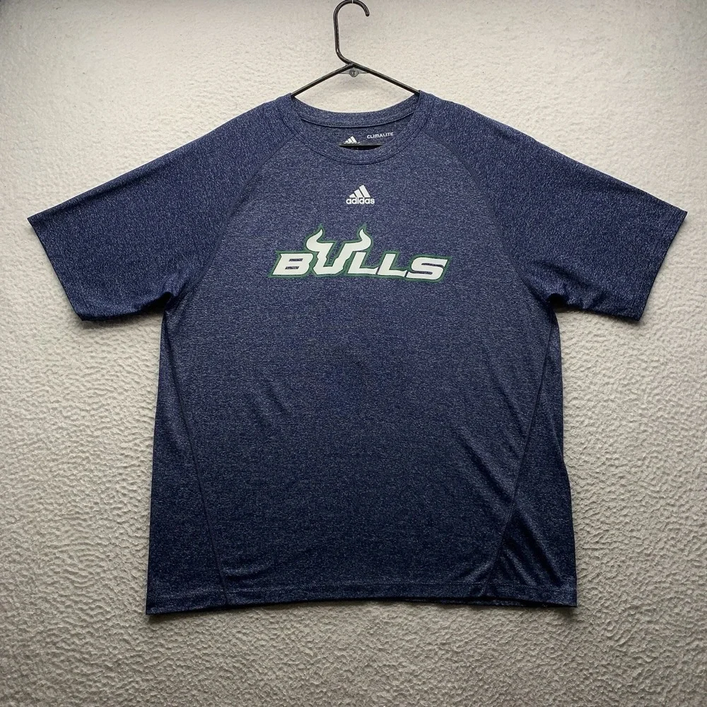 Adidas South Florida Bulls T-Shirt Mens Large L Blue Climalite #8 McDonald NCAA